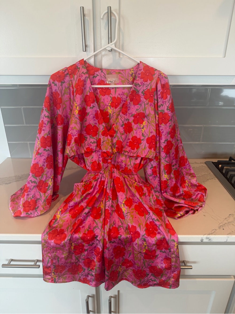 Mumu Women’s pink Floral Tie-Waist Dress